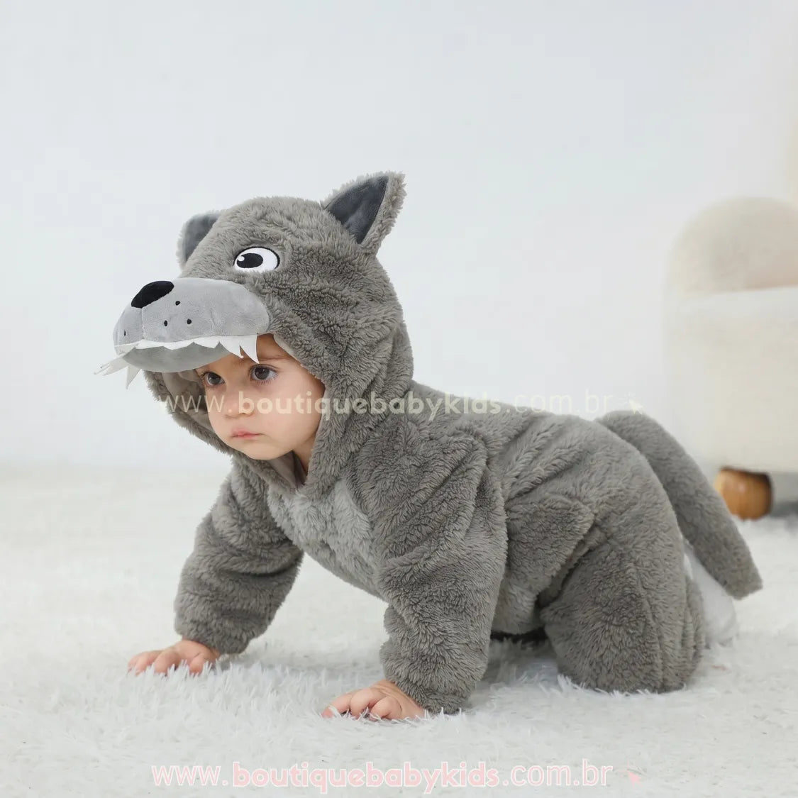 Macacão Bebê Fantasia Bichinho Lobo Mau - Boutique Baby Kids