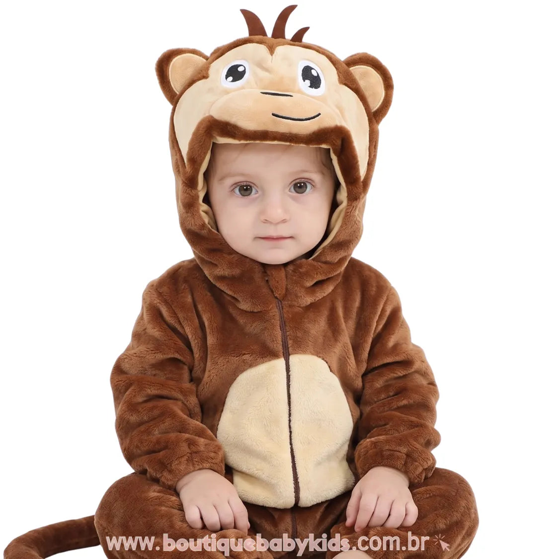 Macacão Bebê Fantasia Bichinho Macaquinho Marrom - Boutique Baby Kids