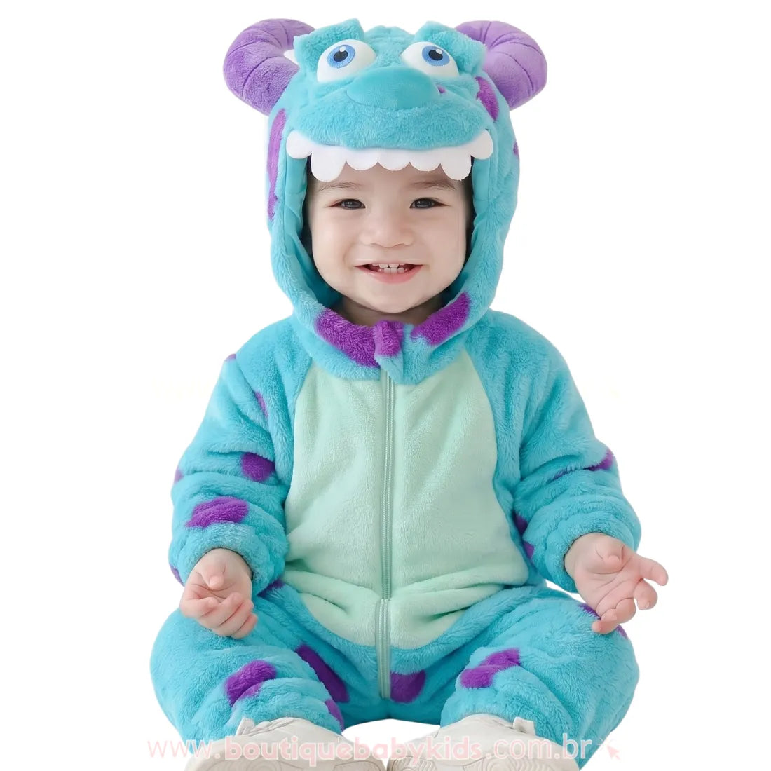 Macacão Bebê Fantasia Monstrinho Sulley Monstros S.A - Boutique Baby Kids
