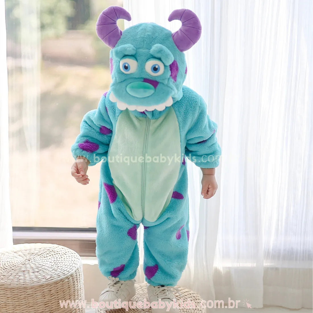 Macacão Bebê Fantasia Monstrinho Sulley Monstros S.A - Boutique Baby Kids