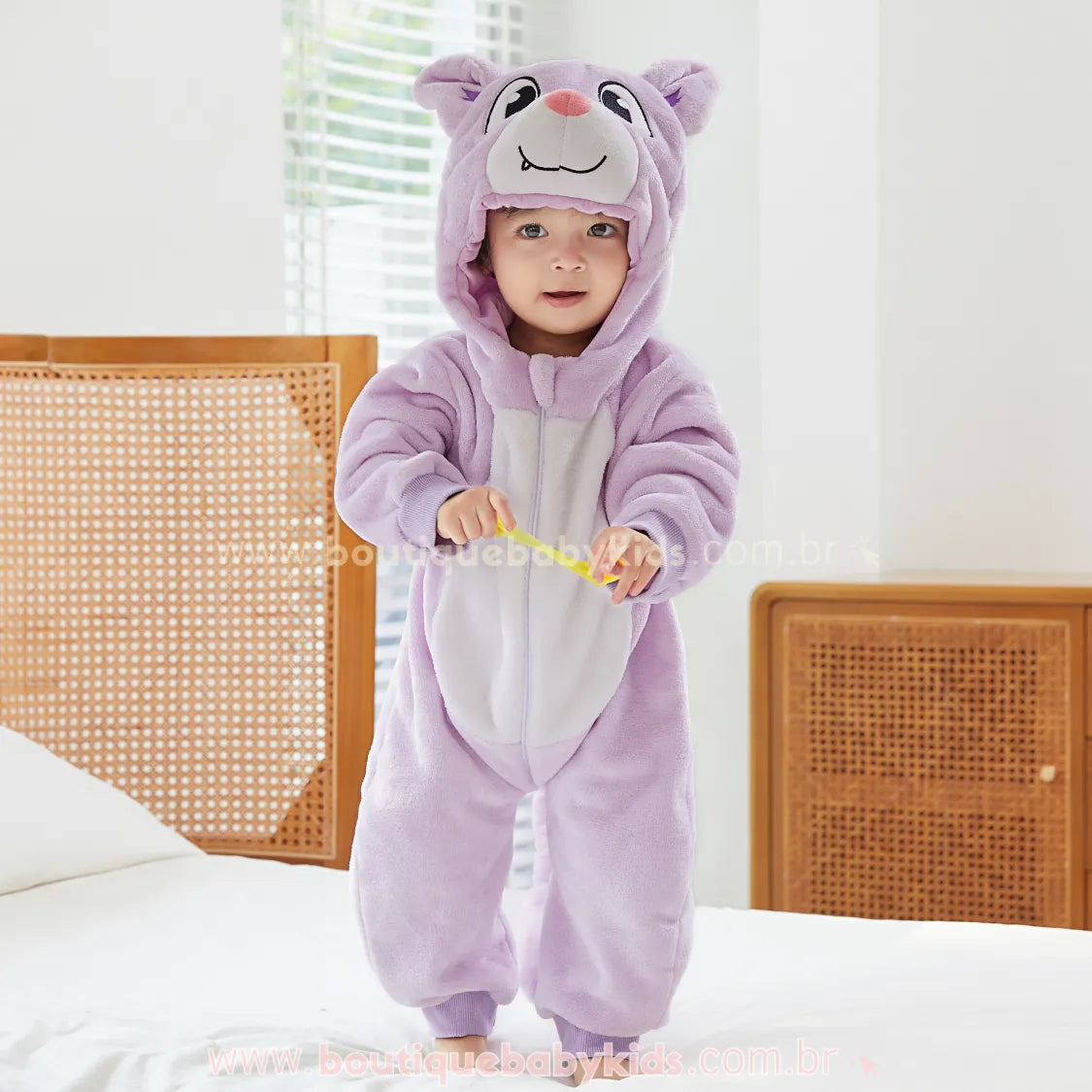 Macacão Bebê Fantasia Bichinho Morceguinho Lilás - Boutique Baby Kids