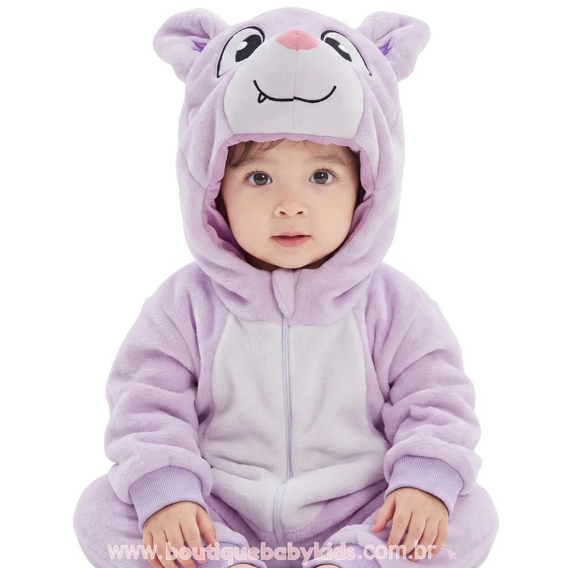 Macacão Bebê Fantasia Bichinho Morceguinho Lilás - Boutique Baby Kids
