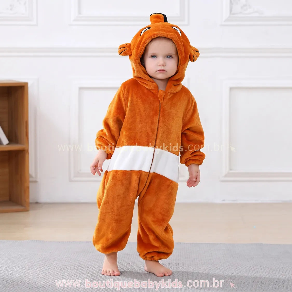 Macacão Bebê Fantasia Peixinho Coral Laranja - Boutique Baby Kids