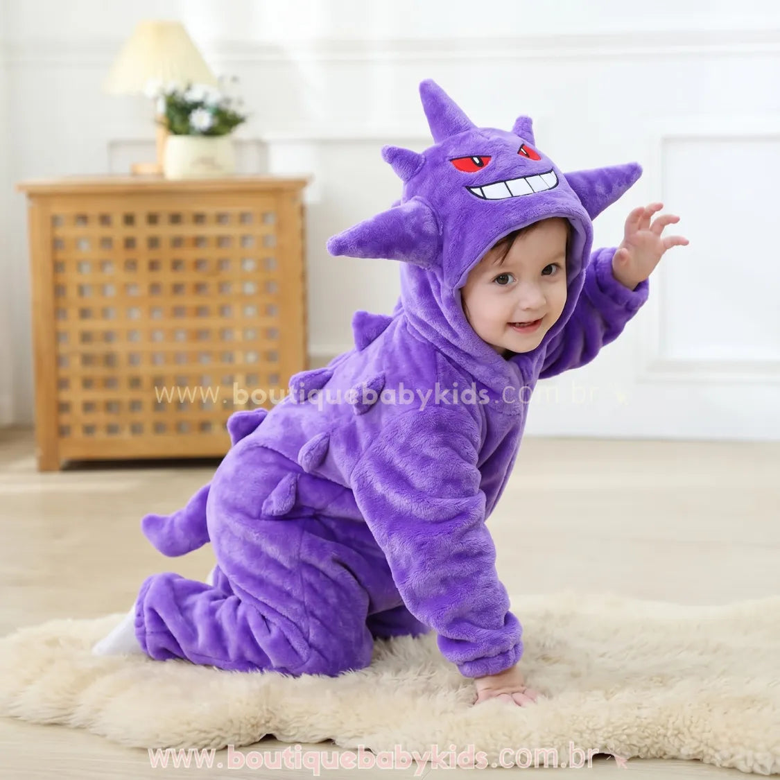 Macacão Bebê Fantasia Pokémon Gengar Roxo - Boutique Baby Kids