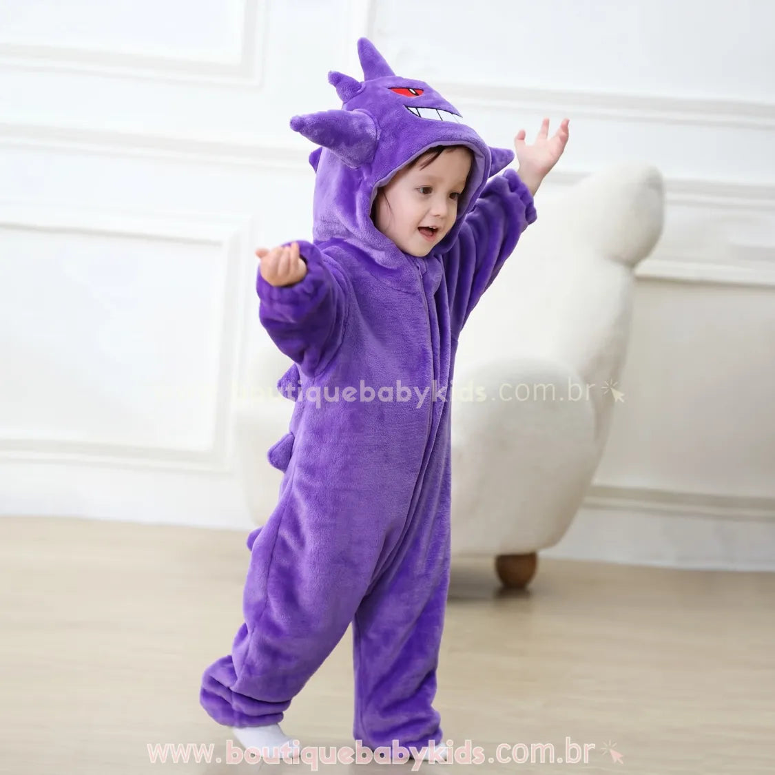 Macacão Bebê Fantasia Pokémon Gengar Roxo - Boutique Baby Kids