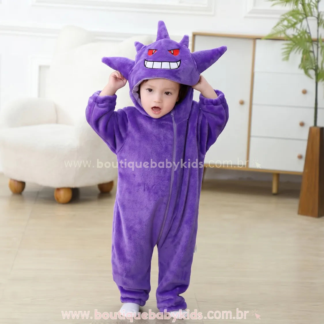 Macacão Bebê Fantasia Pokémon Gengar Roxo - Boutique Baby Kids