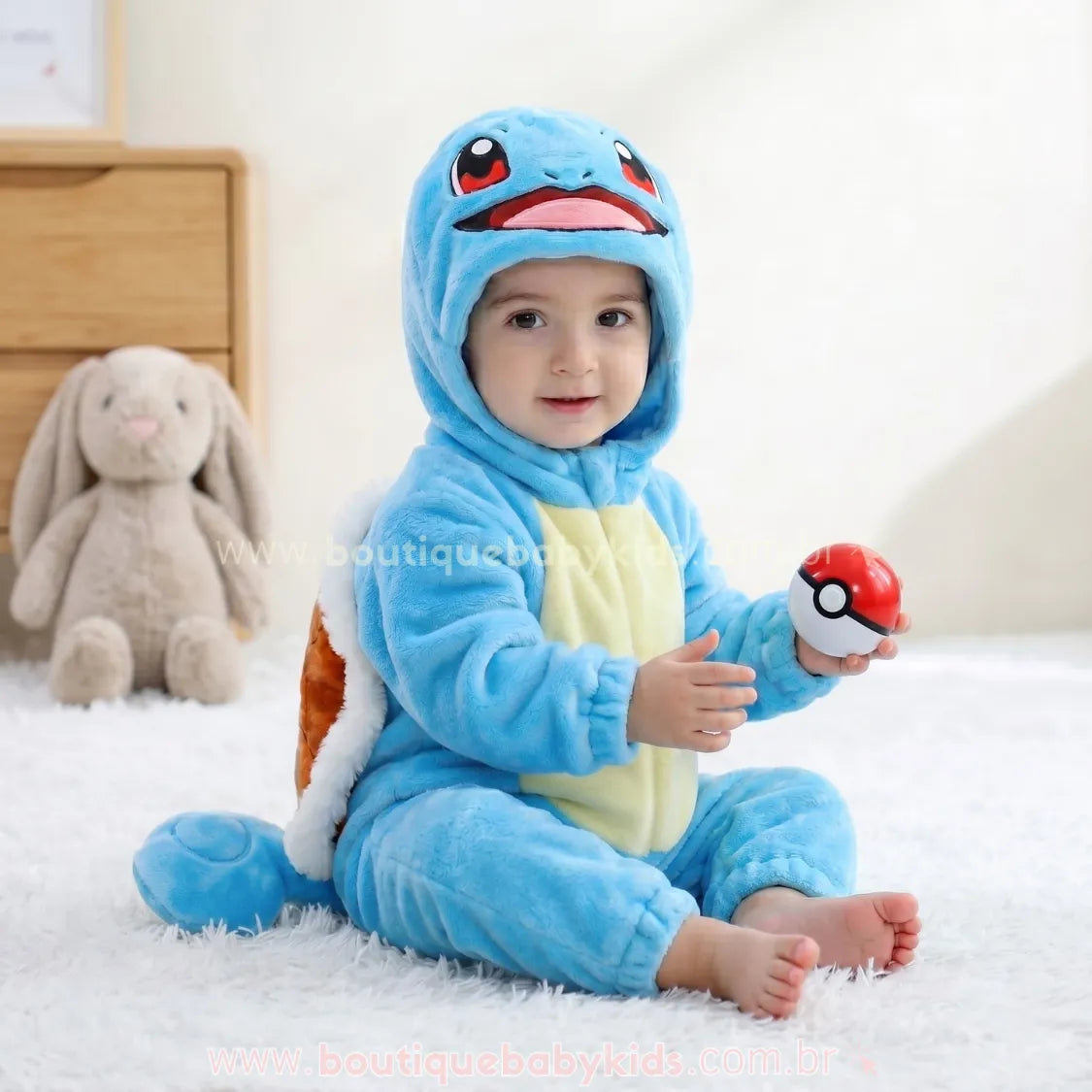 Macacão Bebê Fantasia Pokémon Squirtle Azul - Boutique Baby Kids