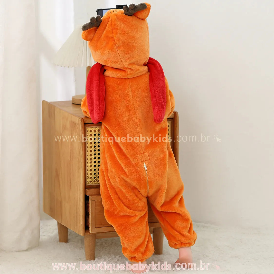 Macacão Bebê Fantasia Bichinho Rena com Cachecol - Boutique Baby Kids