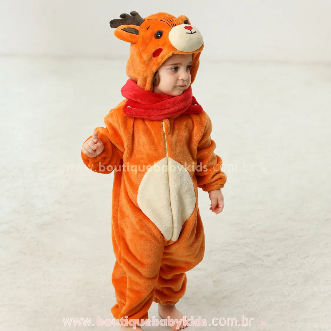 Macacão Bebê Fantasia Bichinho Rena com Cachecol - Boutique Baby Kids