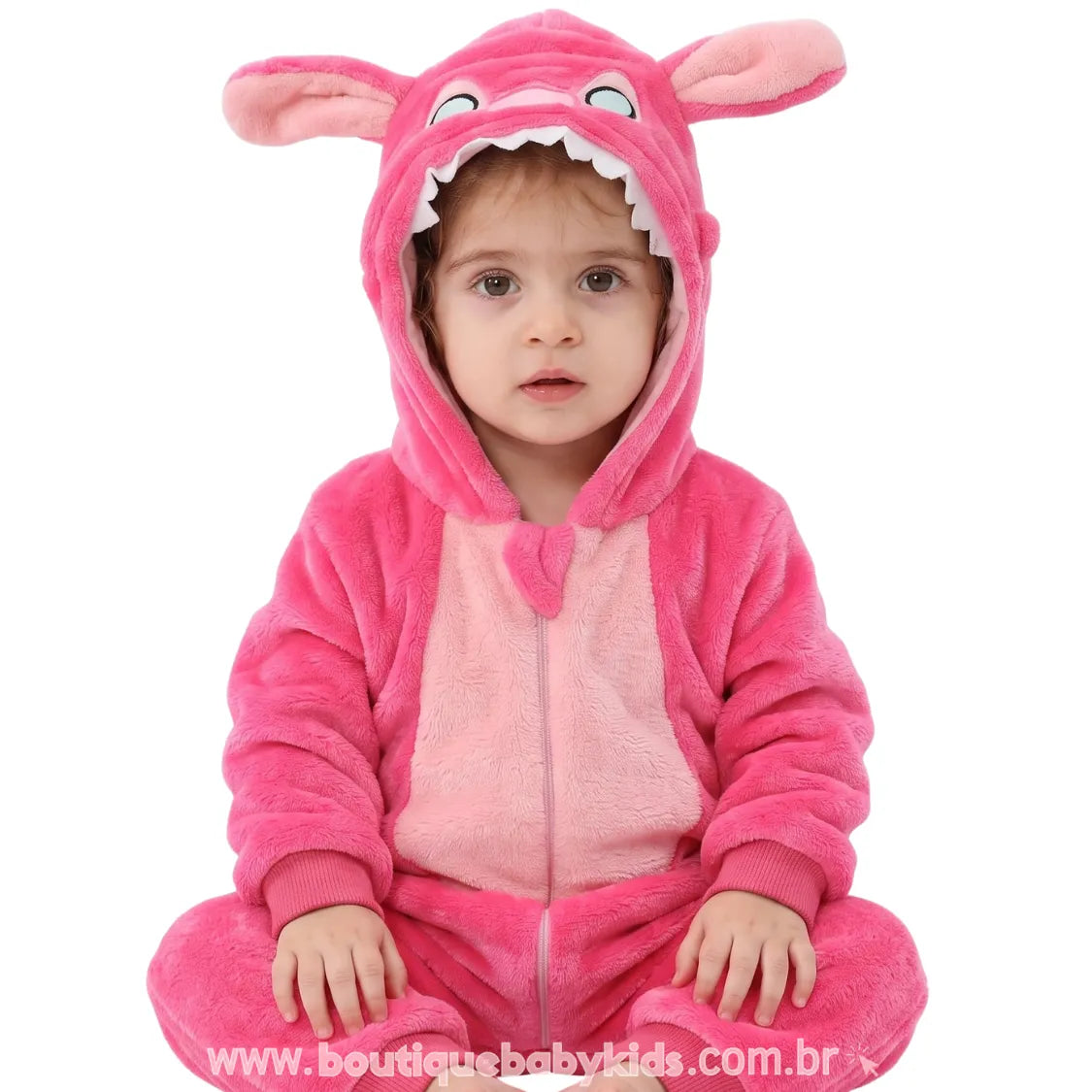 Macacão Bebê Fantasia Stitch Angel Rosa - Boutique Baby Kids