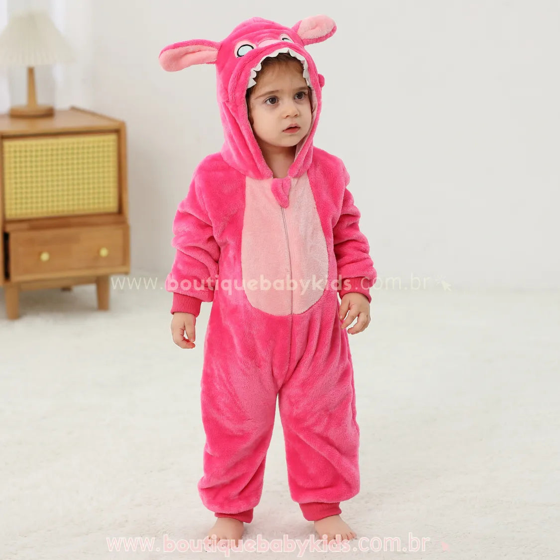 Macacão Bebê Fantasia Stitch Angel Rosa - Boutique Baby Kids