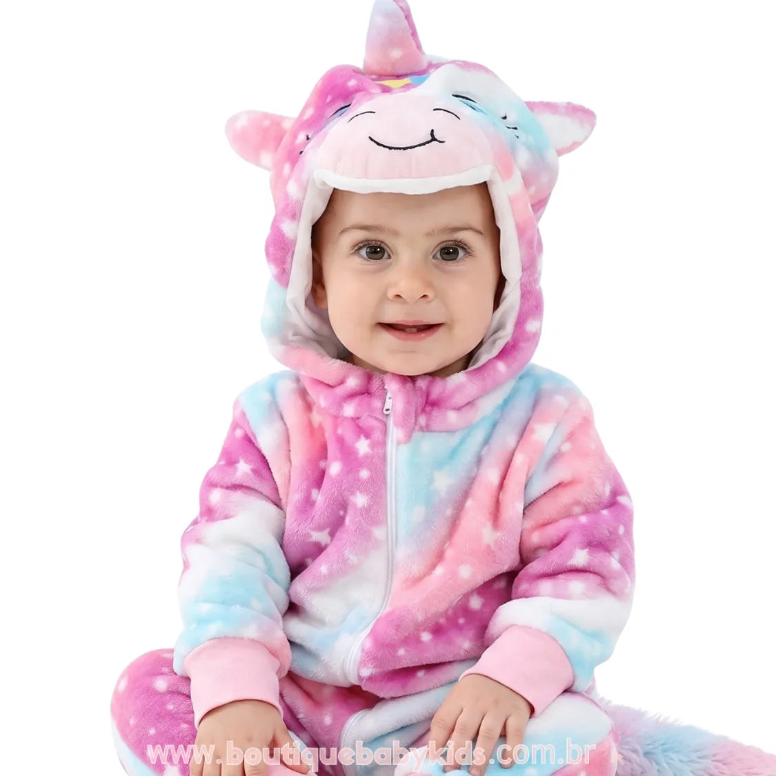 Macacão Bebê Fantasia Unicórnio Soft Estrelado Multicor Rosa - Boutique Baby Kids