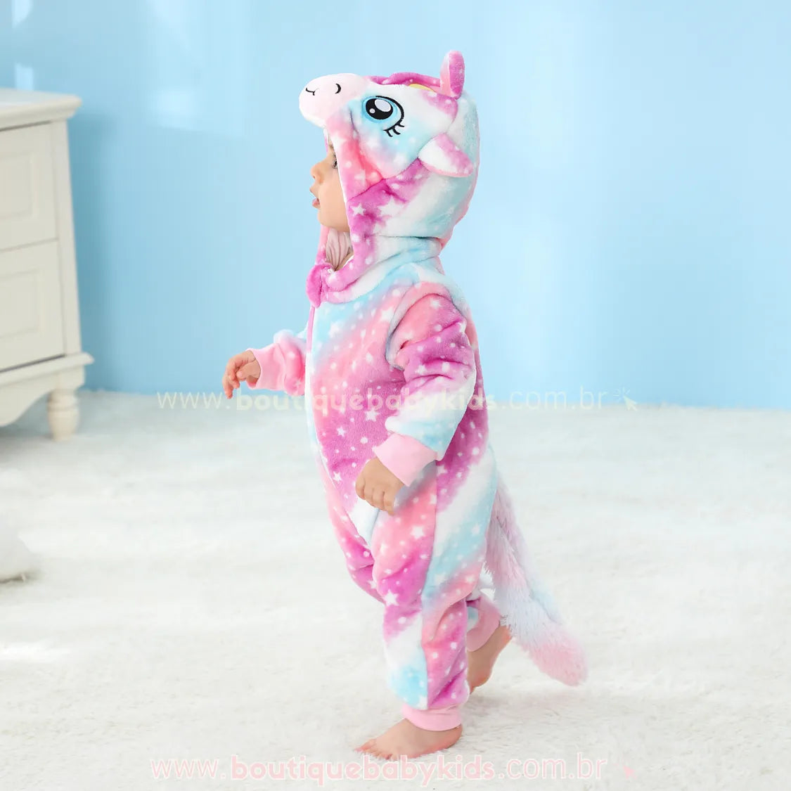 Macacão Bebê Fantasia Unicórnio Soft Estrelado Multicor Rosa - Boutique Baby Kids