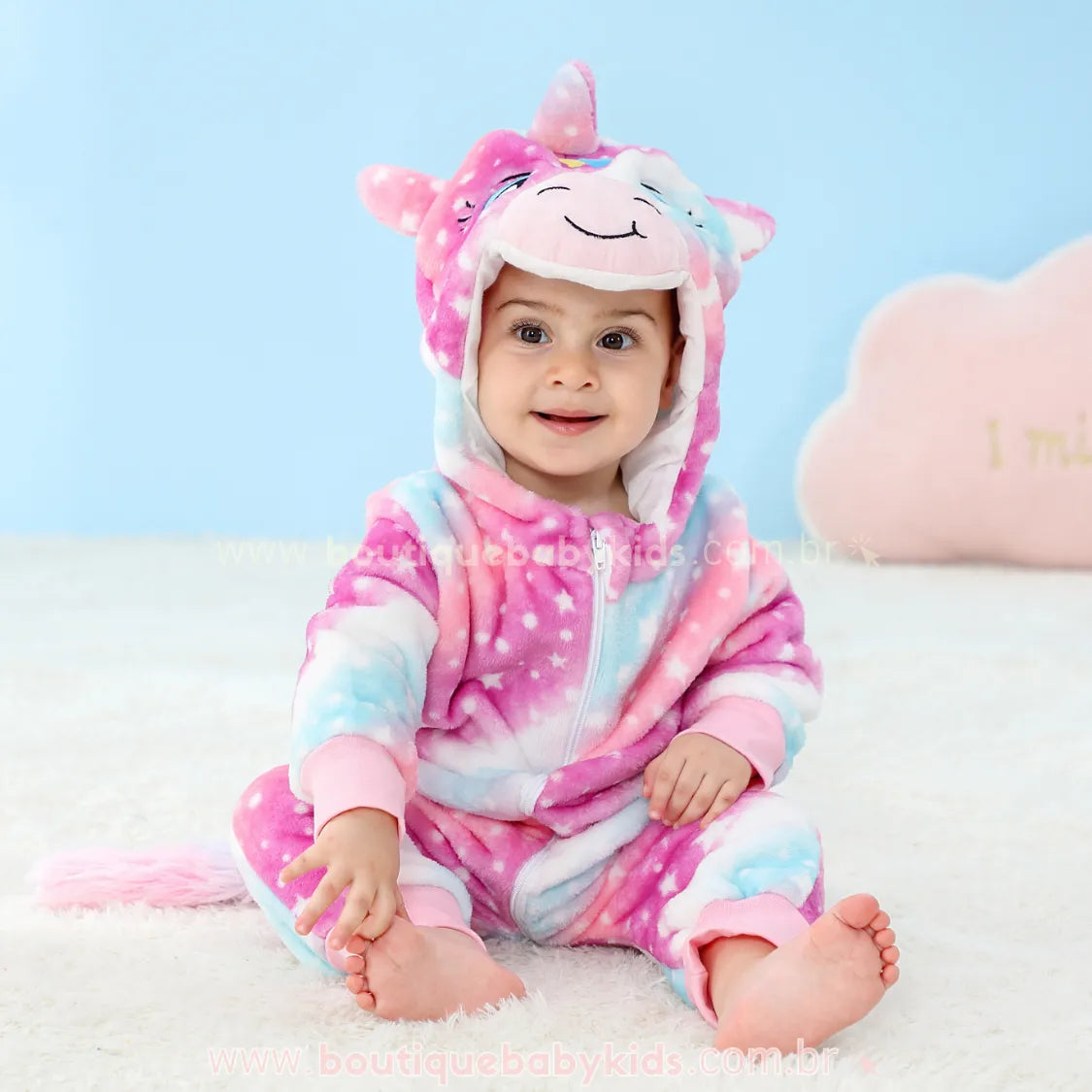 Macacão Bebê Fantasia Unicórnio Soft Estrelado Multicor Rosa - Boutique Baby Kids