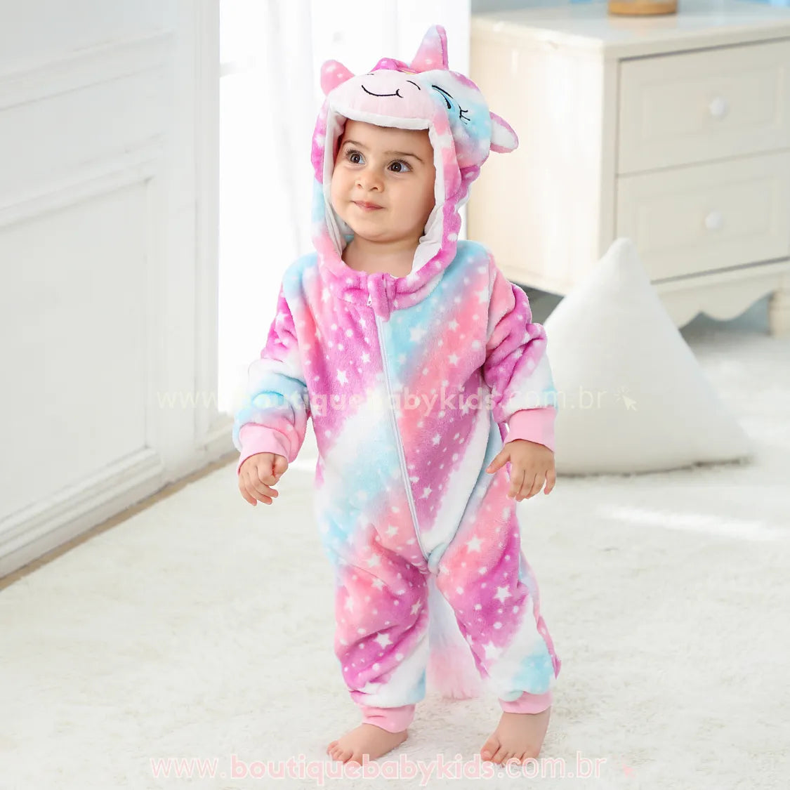 Macacão Bebê Fantasia Unicórnio Soft Estrelado Multicor Rosa - Boutique Baby Kids