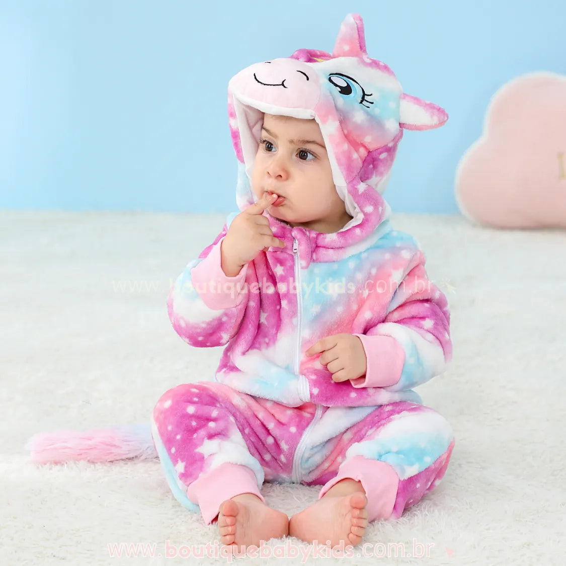 Macacão Bebê Fantasia Unicórnio Soft Estrelado Multicor Rosa - Boutique Baby Kids