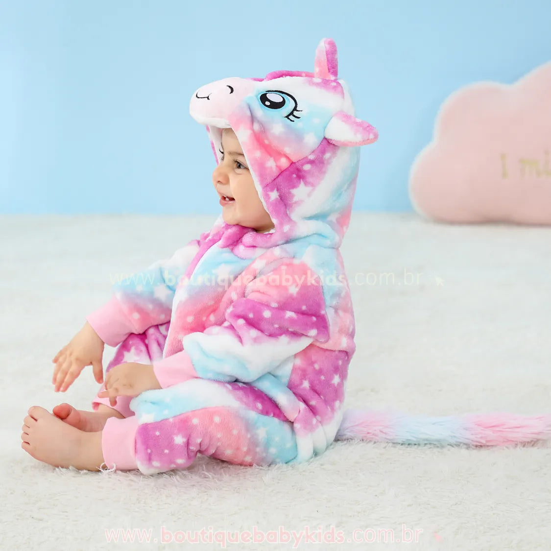 Macacão Bebê Fantasia Unicórnio Soft Estrelado Multicor Rosa - Boutique Baby Kids