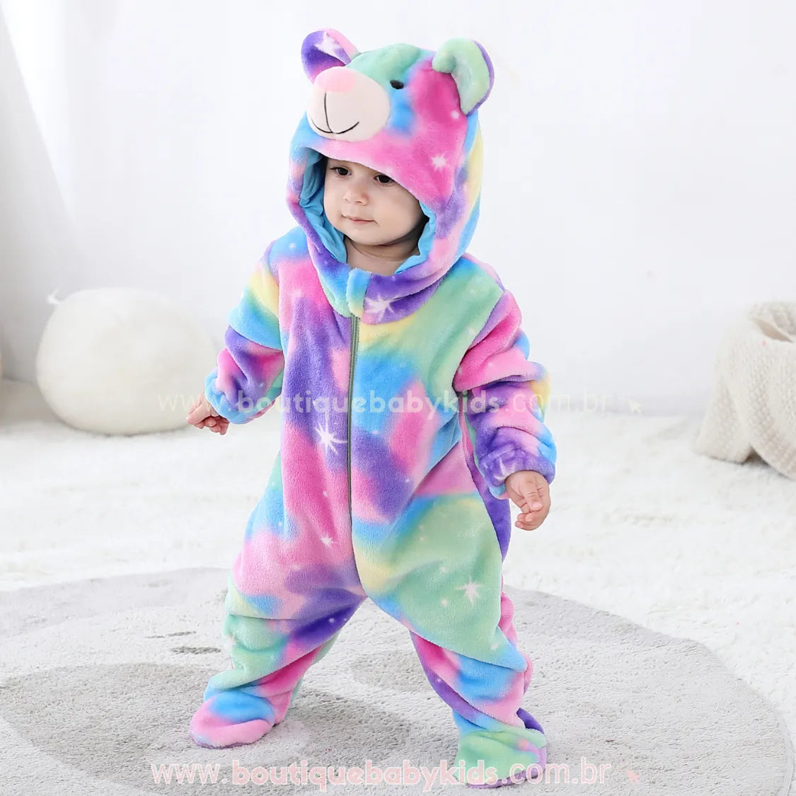 Macacão Bebê Fantasia Bichinho Ursinha Multicor - Boutique Baby Kids