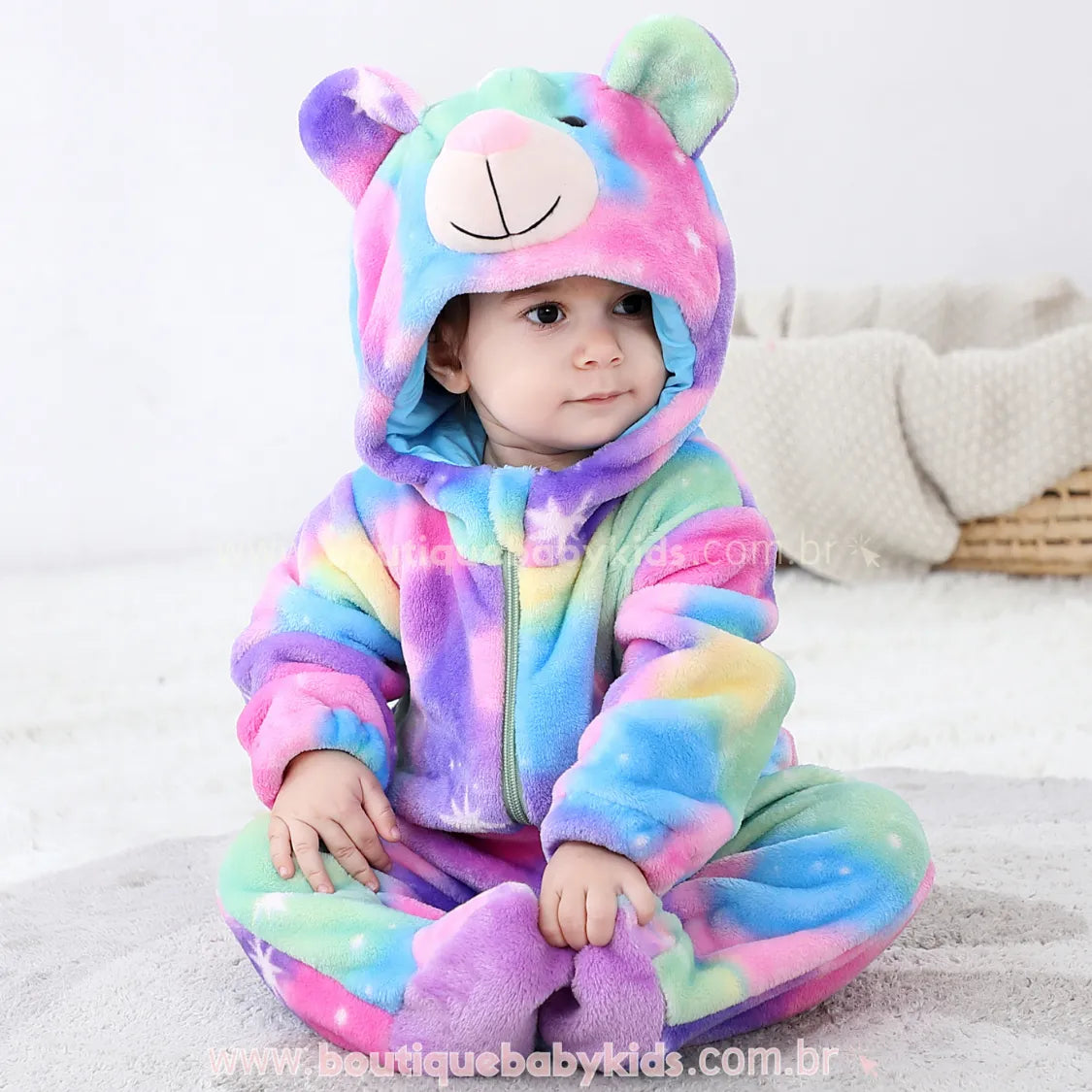 Macacão Bebê Fantasia Bichinho Ursinha Multicor - Boutique Baby Kids