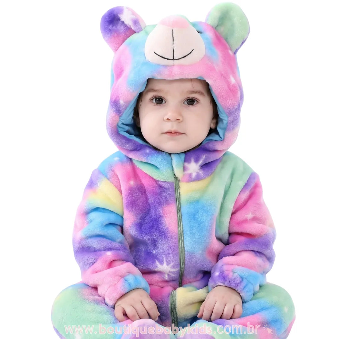 Macacão Bebê Fantasia Bichinho Ursinha Multicor - Boutique Baby Kids