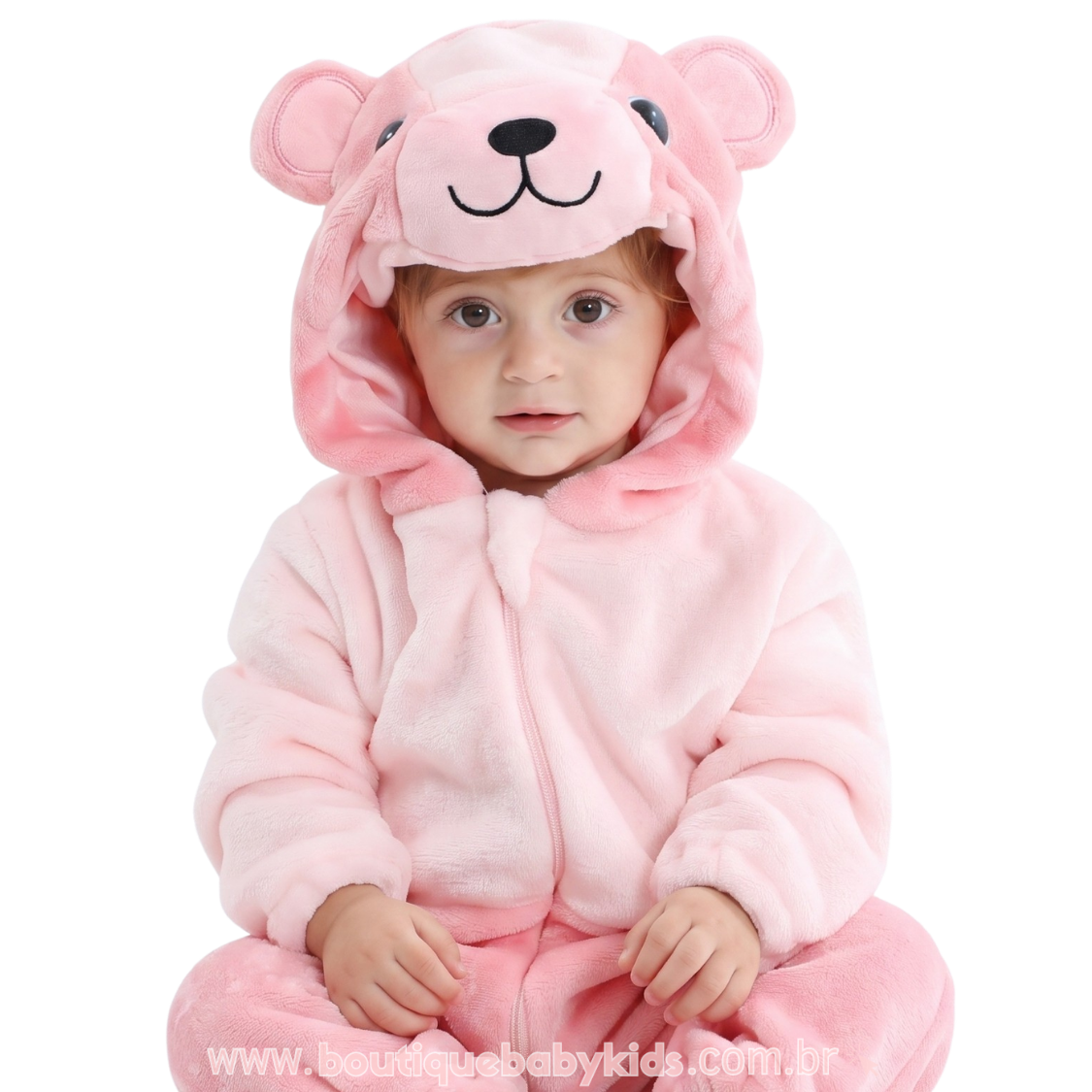 Macacão Bebê Fantasia Bichinho Ursinha Rosa - Boutique Baby Kids