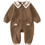 Macacão Bebê Fleece Fofura Ursinho  Marrom com Gola Marinheiro - Boutique Baby Kids