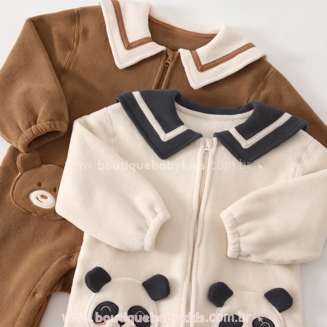 Macacão Bebê Fleece Fofura Ursinho com Gola Marinheiro - Boutique Baby Kids
