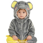 Macacão Bebê Fantasia Bichinho Elefantinho Cinza - Boutique Baby Kids