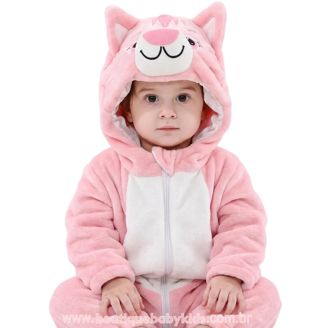 Macacão Bebê Fantasia Bichinho Gatinha Rosa - Boutique Baby Kids