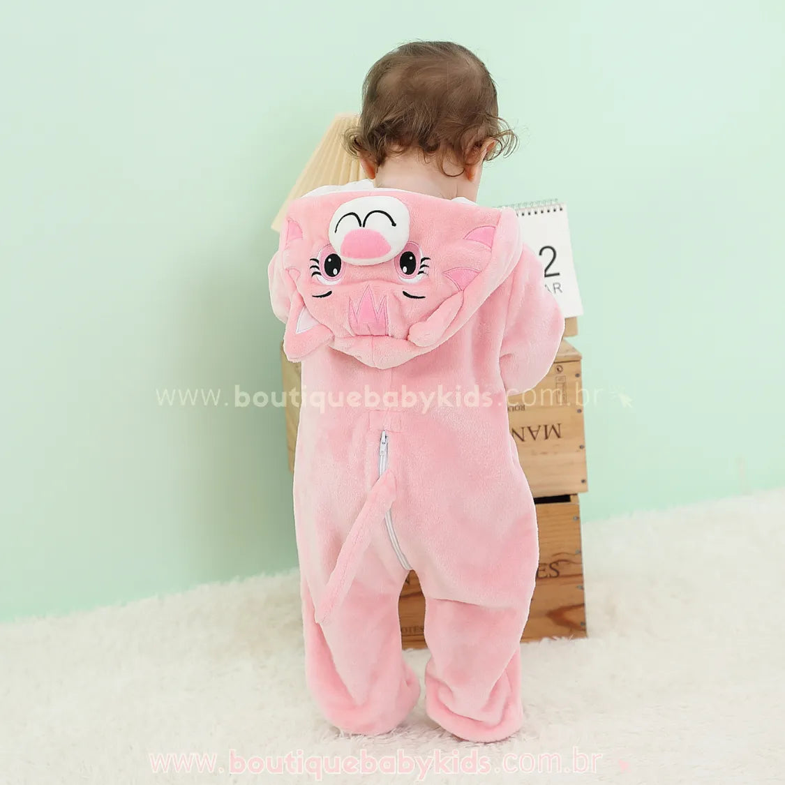 Macacão Bebê Fantasia Bichinho Gatinha Rosa - Boutique Baby Kids