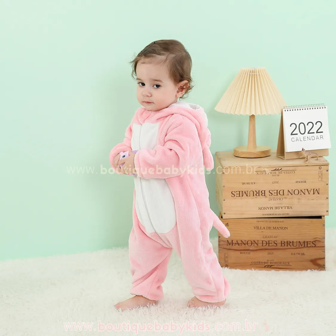Macacão Bebê Fantasia Bichinho Gatinha Rosa - Boutique Baby Kids