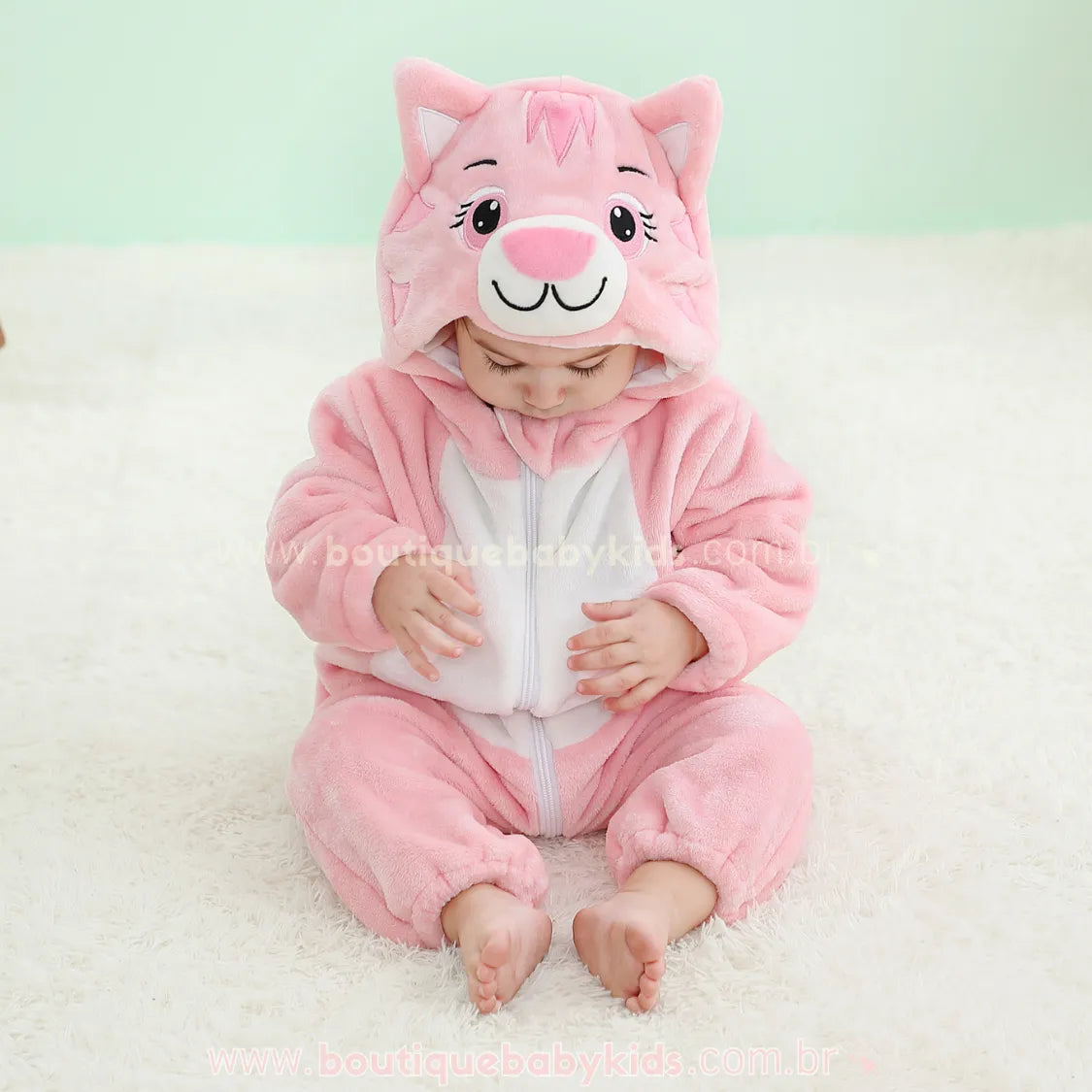 Macacão Bebê Fantasia Bichinho Gatinha Rosa - Boutique Baby Kids
