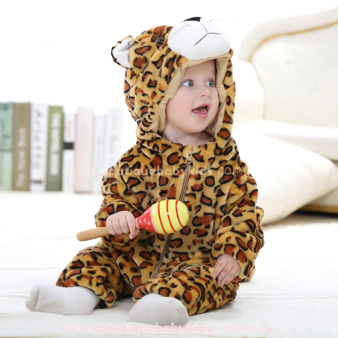 Macacão Bebê Fantasia Bichinho Leopardo - Boutique Baby Kids