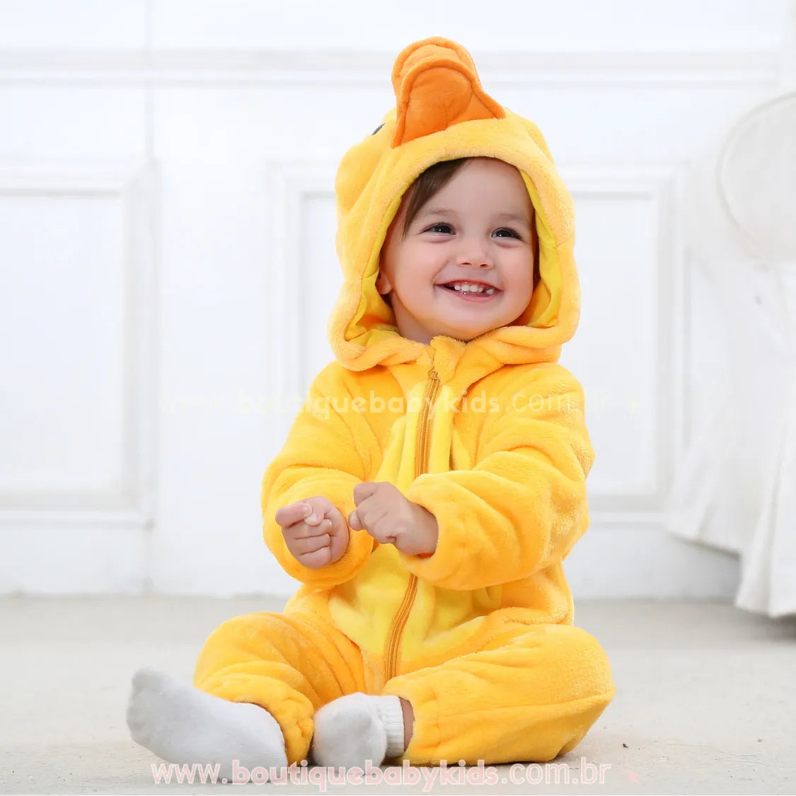 Macacão Bebê Fantasia Bichinho Patinho Amarelo - Boutique Baby Kids