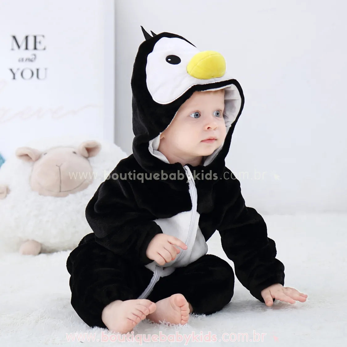 Macacão Bebê Fantasia de Bichinho Pinguim - Boutique Baby Kids