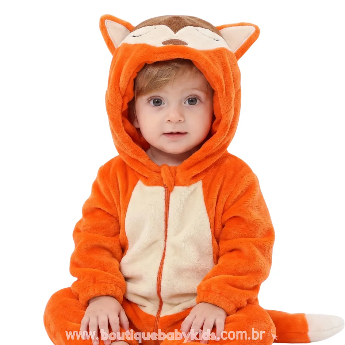 Macacão Bebê Bichinho Fantasia Raposa Laranja - Boutique Baby Kids