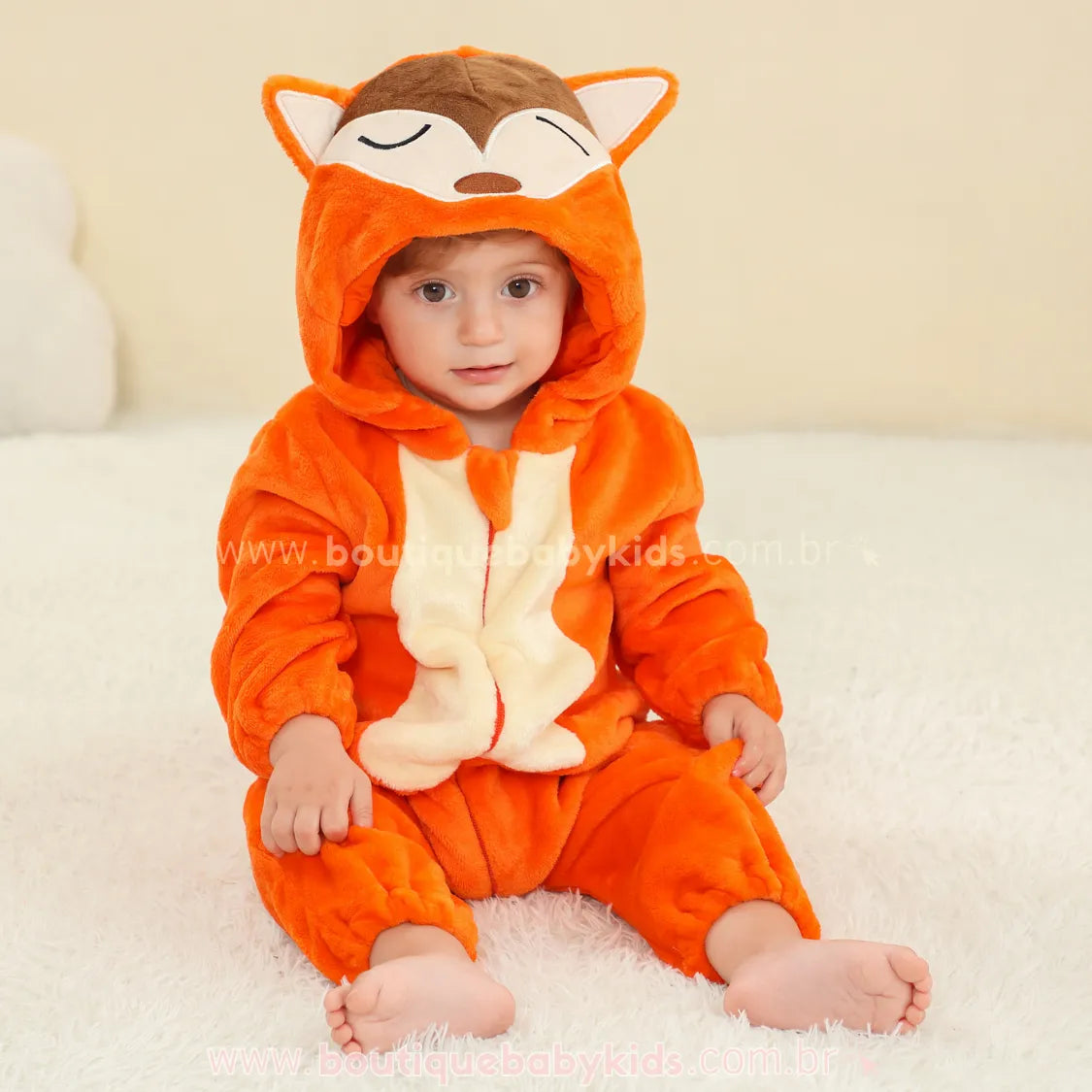 Macacão Bebê Bichinho Fantasia Raposa Laranja - Boutique Baby Kids
