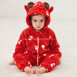 Macacão Bebê Temático Natal dos Sonhos com Capuz Rena Vermelho - Boutique Baby Kids