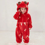Macacão Bebê Temático Natal dos Sonhos com Capuz Rena Vermelho - Boutique Baby Kids