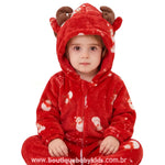 Macacão Bebê Temático Natal dos Sonhos com Capuz Rena Vermelho - Boutique Baby Kids