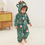 Macacão Bebê Papai Noel Sonhador com Capuz de Rena Verde - Boutique Baby Kids