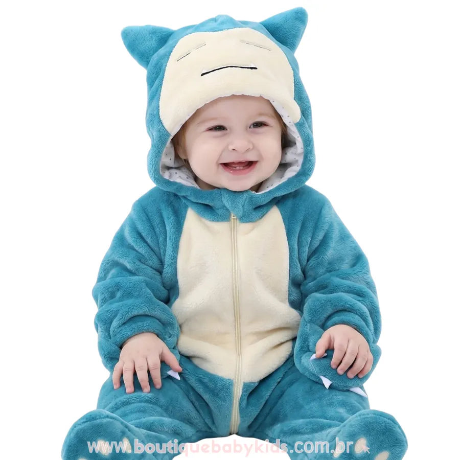 Macacão Bebê Inverno Fantasia Pokémon Snorlax - Boutique Baby Kids
