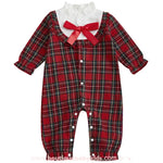 Macacão Bebê Xadrez Primeira Noite de Natal com Laço Vermelho - Boutique Baby Kids