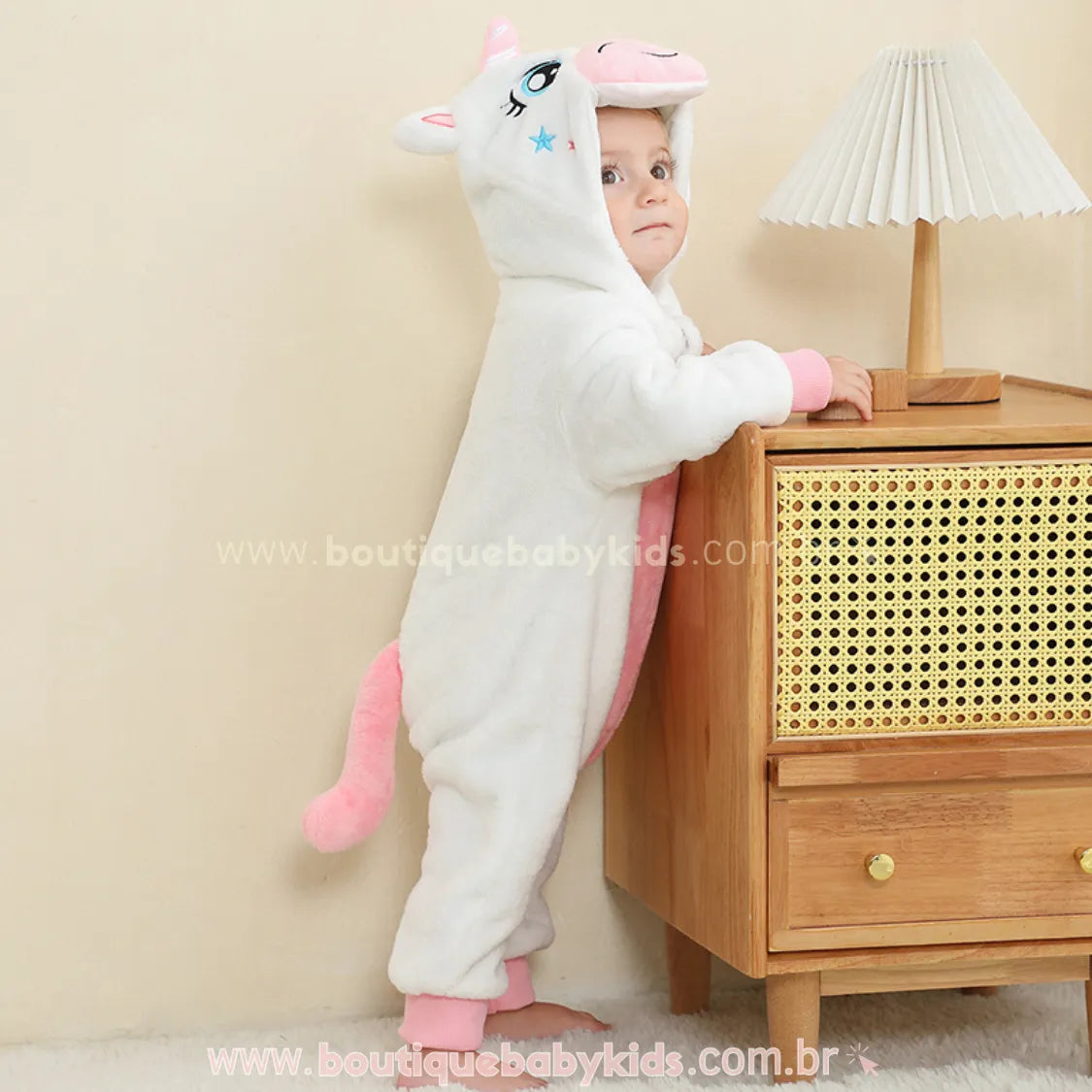 Macacão Bebê Soft Fantasia Bichinho Unicórnio Branco - Boutique Baby Kids