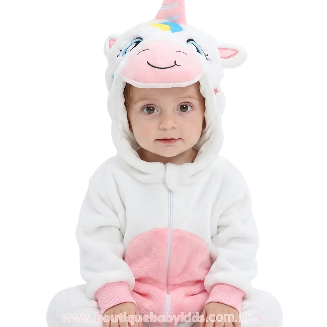 Macacão Bebê Soft Fantasia Bichinho Unicórnio Branco - Boutique Baby Kids