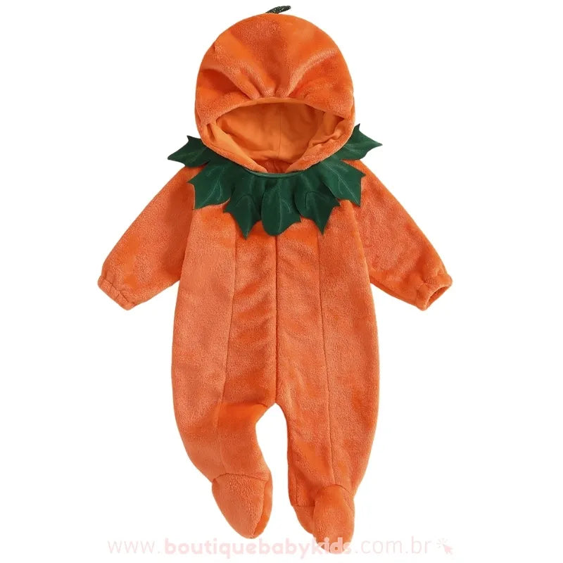 Macacão Bebê Temático Halloween Abóbora Doce com Capuz - Boutique Baby Kids