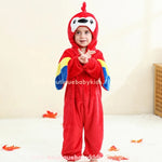 Macacão Bebê Temático Fantasia Arara Vermelha com Capuz - Boutique Baby Kids