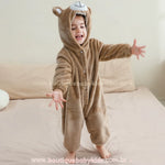 Macacão Bebê de Bichinho Ursinho Aconchego Pelúcia Quentinho com Capuz Bege - Boutique Baby Kids 