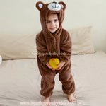 Macacão Bebê de Bichinho Ursinho Aconchego Pelúcia Quentinho com Capuz Marrom - Boutique Baby Kids 