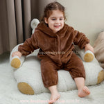 Macacão Bebê de Bichinho Ursinho Aconchego Pelúcia Quentinho com Capuz Marrom - Boutique Baby Kids 